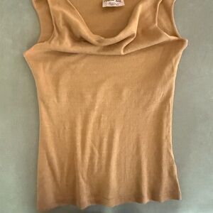 Tan Sleeveless Cowl Neck Top